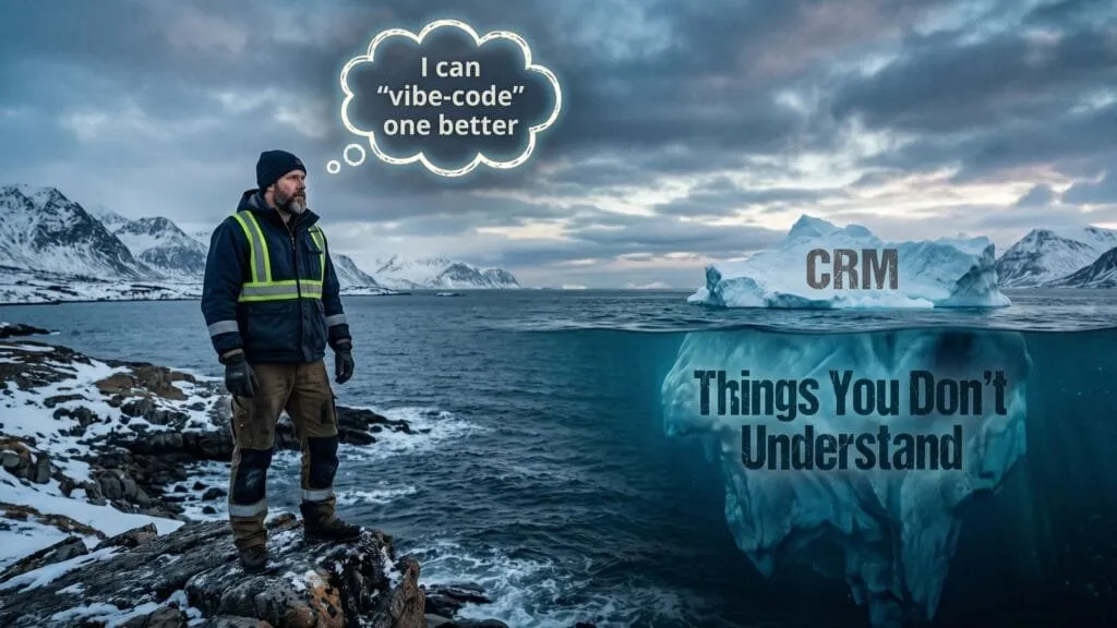 An iceberg showing that the visible part of a software tool is only the surface.