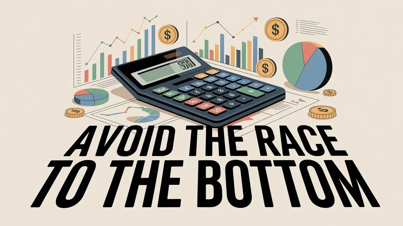 A business illustration of the race to the bottom on price.
