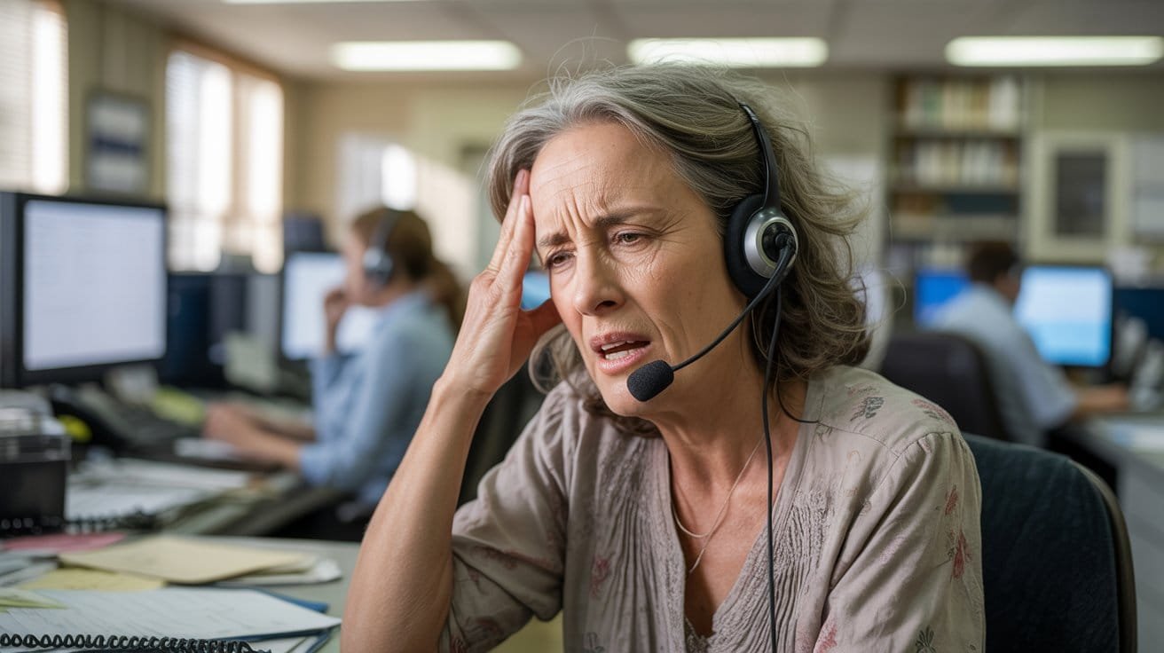 angry answering service worker